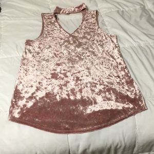 Pink velvet cut out neck shirt